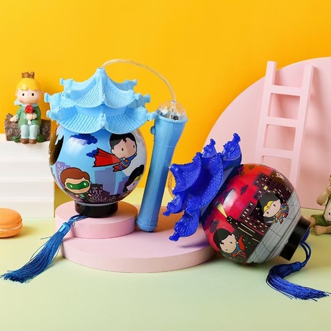 Đèn lồng trung thu dạng tròn có mái kép truyền thống