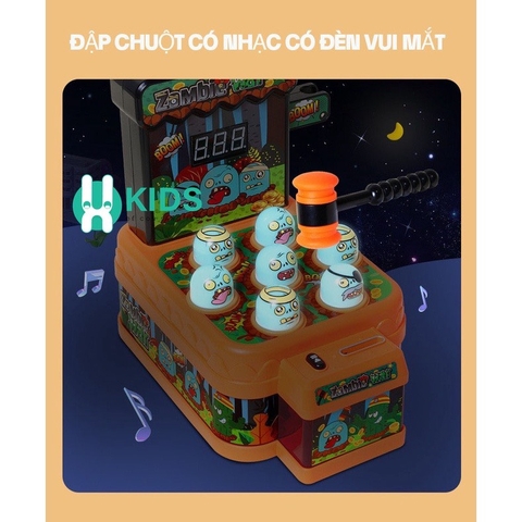 Đồ chơi đập chuột tính điểm đút xu có đèn led nhạc