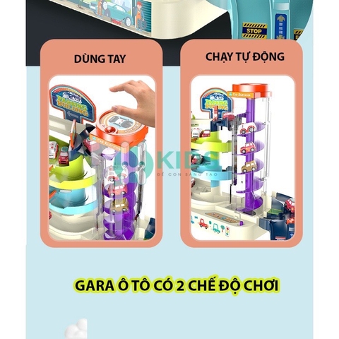Đồ chơi đường đua ô tô kết hợp garage đỗ xe ô tô 3 tầng