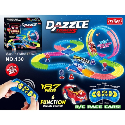Đồ chơi đường đua xe ô tô lộn ngược 360 độ với đường ray phát quang trong tối