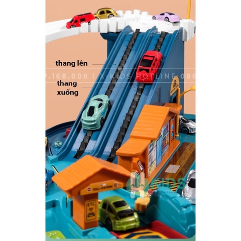 Đồ chơi đường ray ô tô chạy tự động, lắp ráp đường cao tốc cỡ lớn