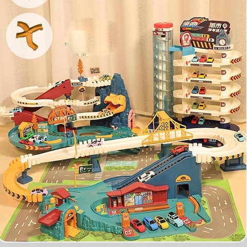 Đồ chơi đường ray ô tô chạy tự động, lắp ráp đường cao tốc cỡ lớn