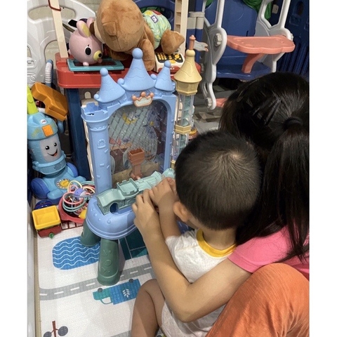 Đồ chơi giải trí pinball máy bắt bóng hình lâu đài kèm vô lăng ô tô có đèn có nhạc vui nhộn cho bé