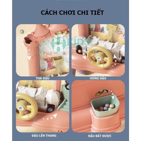 Đồ chơi giải trí pinball máy bắt bóng hình lâu đài kèm vô lăng ô tô có đèn có nhạc vui nhộn cho bé