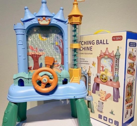 Đồ chơi giải trí pinball máy bắt bóng hình lâu đài kèm vô lăng ô tô có đèn có nhạc vui nhộn cho bé