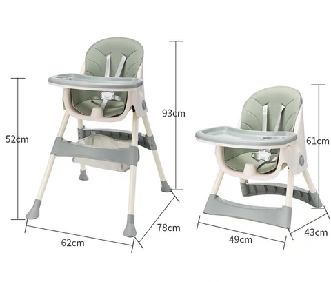 Ghế ăn dặm đa năng kích thước lớn, 2 chế độ chân, có thể gấp gọn, kèm túi đựng đồ tiện dụng cho bé từ 6 tháng