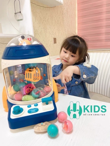 Máy gắp gấu bông mini phiên bản tên lửa có hiệu ứng đèn nhạc kèm sẵn nhiều gấu và bóng cho bé chơi vui nhộn