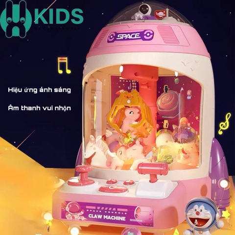 Máy gắp gấu bông mini phiên bản tên lửa có hiệu ứng đèn nhạc kèm sẵn nhiều gấu và bóng cho bé chơi vui nhộn
