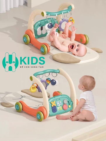 Thảm đạp nhạc, thảm nhạc nằm chơi cho bé sơ sinh đa năng kết hợp xe tập đi 3in1 có phím đàn piano cho trẻ em