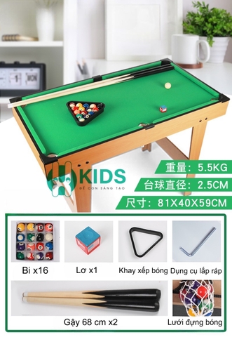 Bàn Bi-A Cao Cấp, Bàn bi a Gỗ Loại To Chân Gấp Gọn Chơi Siêu Hay Và Cực Vui Cho Trẻ Em Và Người Lớn