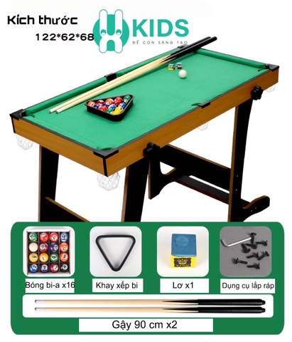 Bàn Bi-A Cao Cấp, Bàn bi a Gỗ Loại To Chân Gấp Gọn Chơi Siêu Hay Và Cực Vui Cho Trẻ Em Và Người Lớn