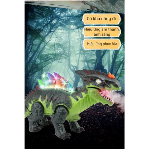 Đồ chơi mô hình khủng long cỡ lớn biết đi người phát sáng có nhạc và phun lửa cực kì thú vị cho bé