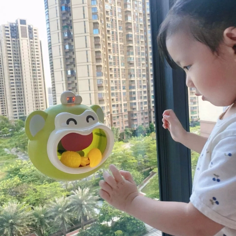 Đồ chơi khỉ háu ăn trái cây bắn bóng tính điểm có nhạc cải thiện khả năng vận động, phối hợp tay mắt cho bé