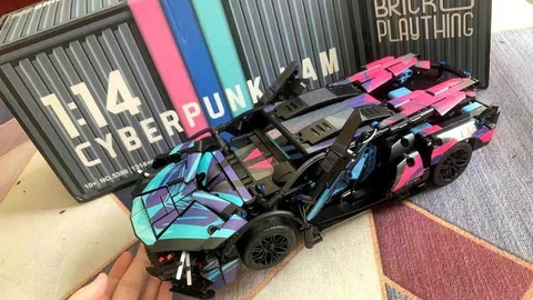 Đồ chơi mô hình lắp ráp siêu xe ô tô thể thao Lambo Cyberpunk Lam tỉ lệ 1:14 1314 PCS có đèn LED cửa mở lên cho bé
