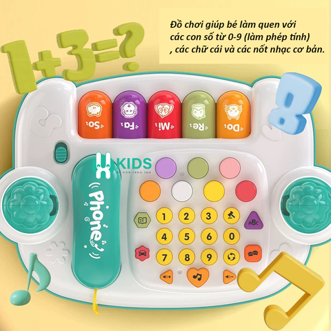Điện thoại đồ chơi thông minh đa chức năng 16 chế độ chơi có phím piano,kể chuyện,học toán giáo dục sớm ngôn ngữ cho bé