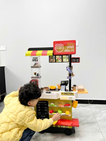 Đồ chơi nhà hàng đồ nướng gà rán quầy ăn nhanh X KID cao 102cm kèm hiệu ứng đổi màu đồ ăn, vòi nước khói, máy tính tiền