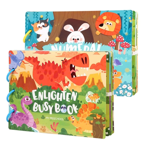 Đồ Chơi Bóc Dán Nhiều Chủ Đề Busy Book Montessori Cho Bé – Sách Tương Tác Chủ Đề Động Vật, Số Đếm, Giao Thông, Khủng Long