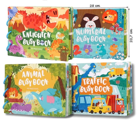 Đồ Chơi Bóc Dán Nhiều Chủ Đề Busy Book Montessori Cho Bé – Sách Tương Tác Chủ Đề Động Vật, Số Đếm, Giao Thông, Khủng Long