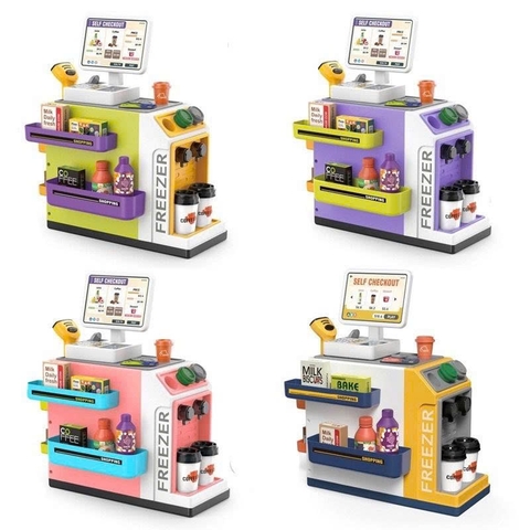 Bộ đồ chơi siêu thị mini cho bé kèm máy quét tính tiền 46 chi tiết – quầy bán hàng mô phỏng có đèn âm thanh