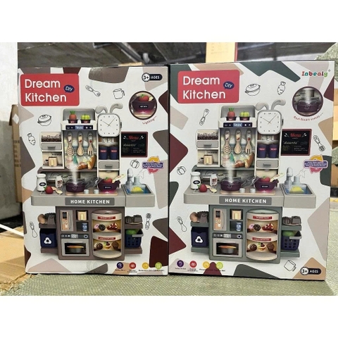 Bộ đồ chơi nhà bếp cho bé 42cm có khói như thật + chậu rửa nước tuần hoàn – kitchen mini siêu đầy đủ phụ kiện