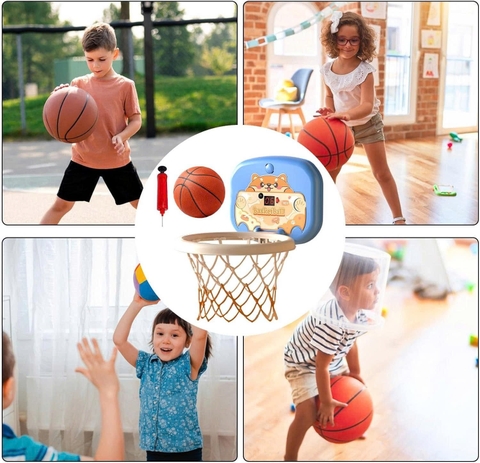 Bảng bóng rổ mini treo tường cho bé kèm bóng – đồ chơi thể thao có bảng điểm đếm điện tử tự động