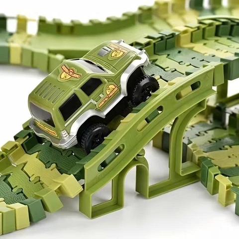 Đồ chơi đường ray khủng long lắp ráp cho bé kèm xe chạy pin – bộ track dinosaur công viên khủng long uốn cong linh hoạt