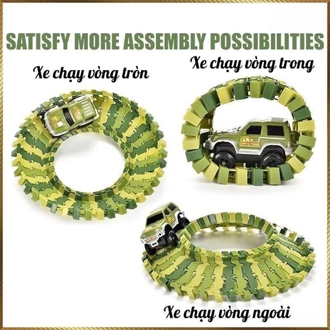 Đồ chơi đường ray khủng long lắp ráp cho bé kèm xe chạy pin – bộ track dinosaur công viên khủng long uốn cong linh hoạt
