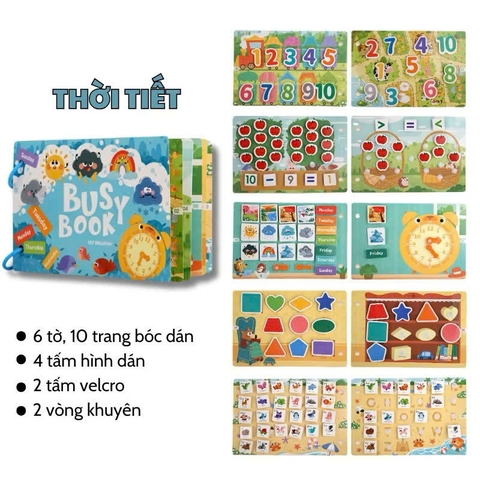 Đồ Chơi Bóc Dán Nhiều Chủ Đề Busy Book Montessori Cho Bé – Sách Tương Tác Chủ Đề Động Vật, Số Đếm, Giao Thông, Khủng Long