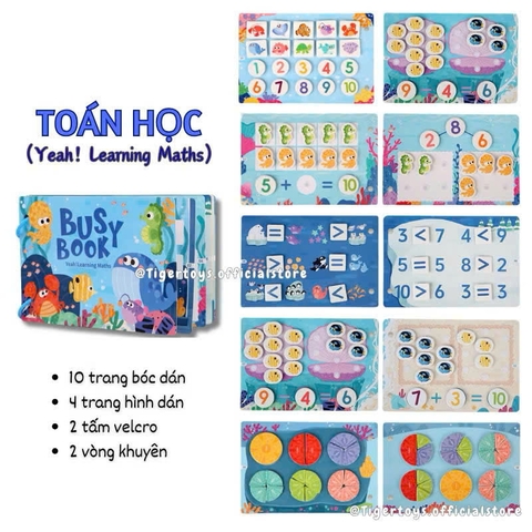 Đồ Chơi Bóc Dán Nhiều Chủ Đề Busy Book Montessori Cho Bé – Sách Tương Tác Chủ Đề Động Vật, Số Đếm, Giao Thông, Khủng Long