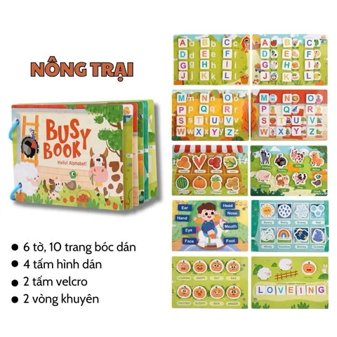 Đồ Chơi Bóc Dán Nhiều Chủ Đề Busy Book Montessori Cho Bé – Sách Tương Tác Chủ Đề Động Vật, Số Đếm, Giao Thông, Khủng Long