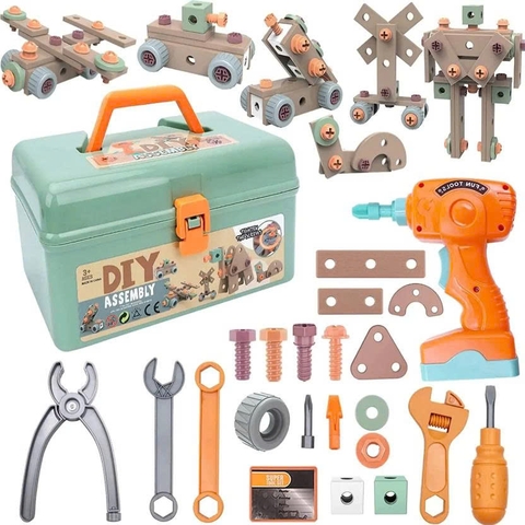 Hộp Kỹ Thuật 144 Chi Tiết Cho Bé – Bộ Đồ Chơi Lắp Ráp DIY Có Máy Khoan Pin, Phát Triển Tư Duy Sáng Tạo Cho Trẻ 3+
