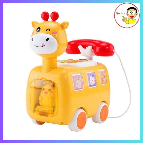 Đồ Chơi Điện Thoại Hươu Cao Cổ Cho Bé – Điện Thoại Đồ Chơi Có Nhạc Đèn, Song Ngữ Trung Anh, Xe Kéo Vui Nhộn 3+