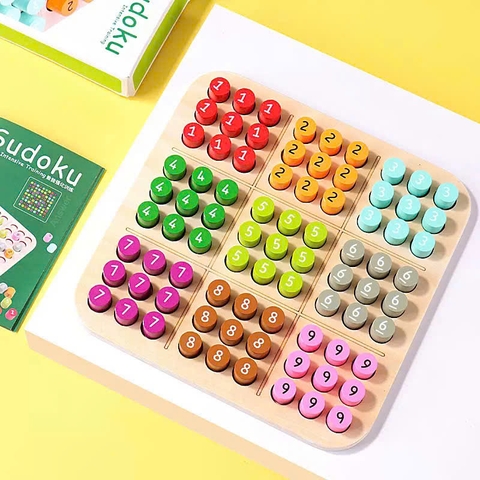 Đồ Chơi Gỗ SUDOKU Montessori Học Số Và Màu Sắc Cho Bé – Bảng Ghép Số Tư Duy Toán Học 1-9