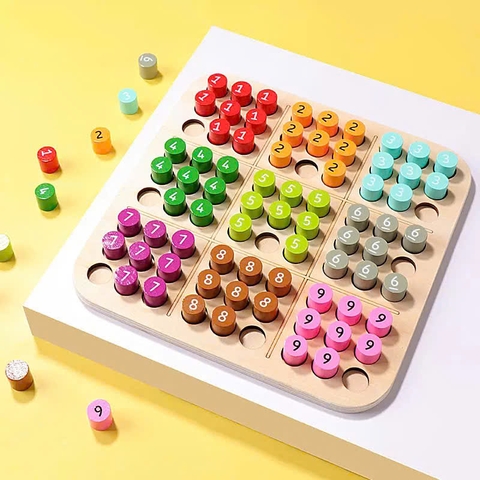 Đồ Chơi Gỗ SUDOKU Montessori Học Số Và Màu Sắc Cho Bé – Bảng Ghép Số Tư Duy Toán Học 1-9