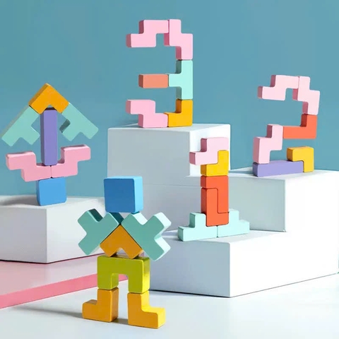 Đồ Chơi Gỗ Xếp Hình Tetris Montessori Đa Năng Cho Bé 3+ Tuổi – Rèn Tư Duy Logic & Khéo Léo