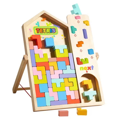 Đồ Chơi Gỗ Xếp Hình Tetris Montessori Đa Năng Cho Bé 3+ Tuổi – Rèn Tư Duy Logic & Khéo Léo