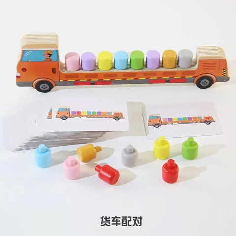 Đồ Chơi Gỗ Xếp Màu Theo Thẻ Cáo Dài Montessori Cho Bé – Rèn Tư Duy Logic & Nhận Biết Màu Sắc