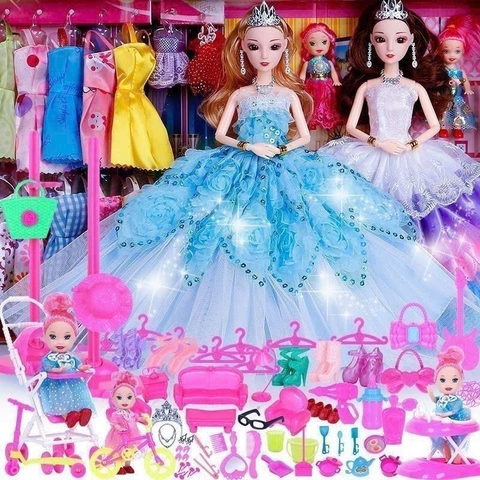 Bộ Búp Bê Công Chúa Barbie Kèm Váy Thay Đồ & Phụ Kiện – Hộp Quà Đồ Chơi Bé Gái Cao Cấp