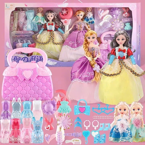 Bộ Búp Bê Công Chúa Barbie Kèm Váy Thay Đồ & Phụ Kiện – Hộp Quà Đồ Chơi Bé Gái Cao Cấp