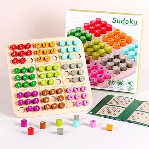 Đồ Chơi Gỗ SUDOKU Montessori Học Số Và Màu Sắc Cho Bé – Bảng Ghép Số Tư Duy Toán Học 1-9