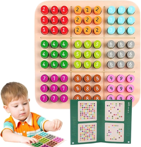 Đồ Chơi Gỗ SUDOKU Montessori Học Số Và Màu Sắc Cho Bé – Bảng Ghép Số Tư Duy Toán Học 1-9
