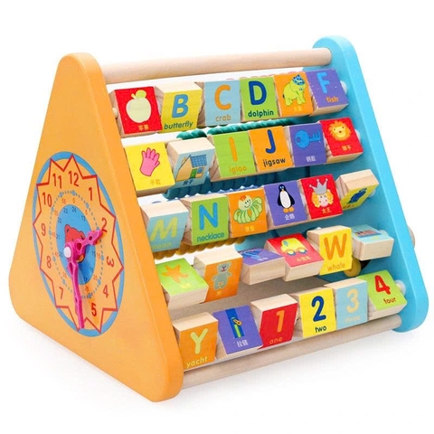 Bảng Vẽ Tam Giác Trí Tuệ 2 Mặt Montessori Cho Bé – Bảng Từ Viết Xóa Kèm Đồng Hồ Học Tập Thông Minh