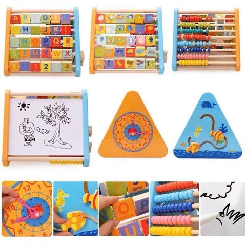 Bảng Vẽ Tam Giác Trí Tuệ 2 Mặt Montessori Cho Bé – Bảng Từ Viết Xóa Kèm Đồng Hồ Học Tập Thông Minh