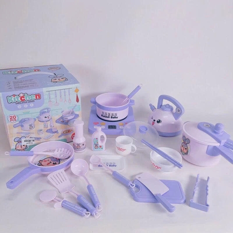 Bộ Đồ Chơi Nhà Bếp Cho Bé Chủ Đề Khủng Long – Set Nấu Ăn Mini Kèm Bếp & Dụng Cụ 20 Chi Tiết