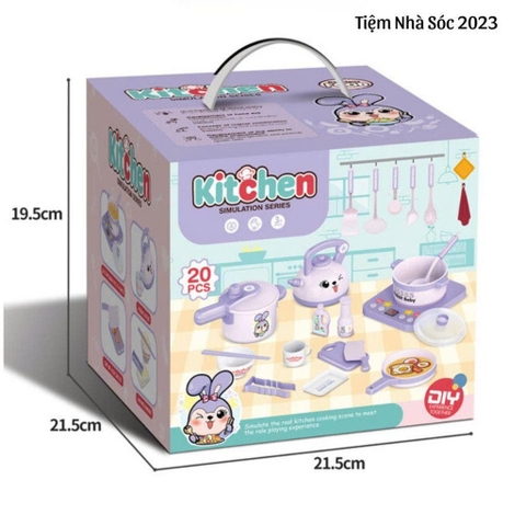 Bộ Đồ Chơi Nhà Bếp Cho Bé Chủ Đề Khủng Long – Set Nấu Ăn Mini Kèm Bếp & Dụng Cụ 20 Chi Tiết