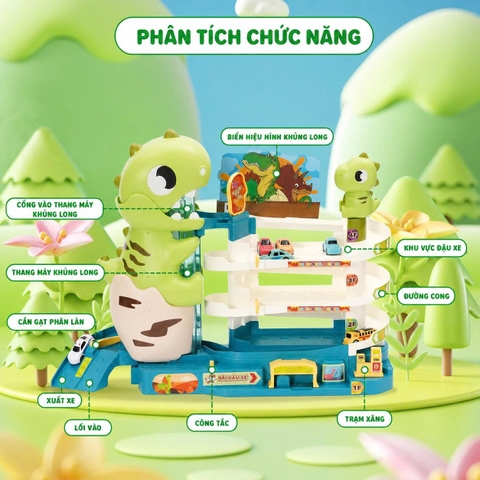 BÃI ĐỖ XE KHỦNG LONG TỰ ĐỘNG – BÉ TRAI NHÌN LÀ MÊ TÍT