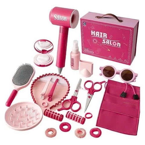 Bộ Đồ Chơi Làm Tóc Cho Bé Hair Salon Kèm Máy Sấy Máy Duỗi Lược Kẹp Tóc Phụ Kiện Công Chúa