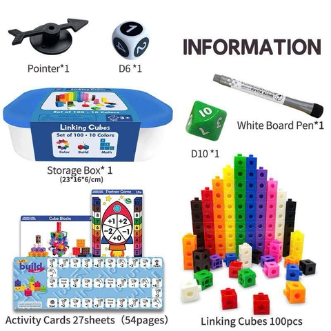 Linking Cubes Montessori - Bộ Học Liệu STEM Giúp Bé Học Toán, Đếm Số Và Phát Triển Tư Duy