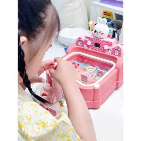Đồ chơi bắn bóng hứng bi cỡ lớn có bảng tính điểm LCD thế hệ mới mô hình sư tử thỏ hồng có đèn nhạc vui nhộn cho bé