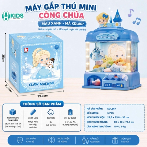Máy Gắp Thú Bông Mini Có Nhạc Đèn LED Kích Thước Lớn 40cm Cho Bé – Đồ Chơi Tương Tác Xkids